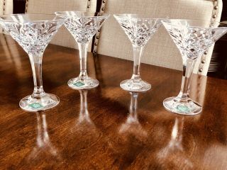 4 - Godinger Shannon Dublin Pineapple Design Cut Crystal Martini Glasses