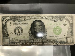 Authentic 1934 San Francisco $1000 ONE THOUSAND DOLLAR BILL 2