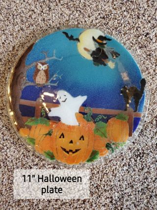Peggy Karr Fused Glass 11 " Halloween Plate