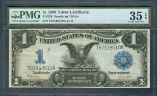 $1 “black Eagle” Silver Certificate Series 1899,  Pmg Choice Vf 35 Epq