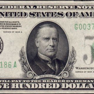 Fresh Gem Unc 1934a $500 Chicago Five Hundred Dollar Bill Fr2202 1000 G00373186a