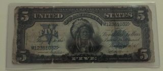 Fr.  277 $5 1899 Silver Certificate - Parker Burke - Faint Fold Marks