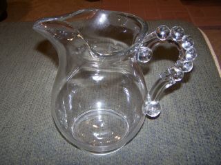 Wonderful Imperial Candlewick Large 9in Tall 80oz Pitcher W/beaded Handle Vgc