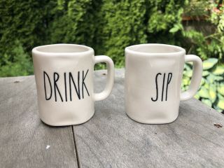 Rae Dunn Espresso Cups Mini Small Mugs Set Of 2 Drink Sip Shot Glasses
