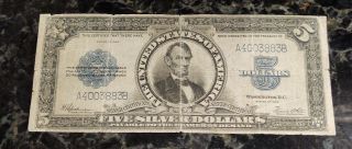 1923 Circulated Large Five Dollar $5 Porthole Silver Certificate