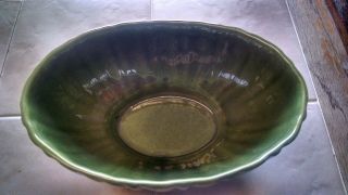 Vintage Haeger Ribbed Green Bowl Oval Planter Marked 4020b Snack Candy Flowers