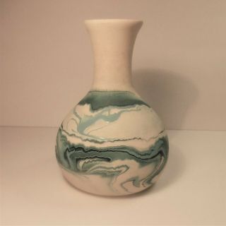 Green Nemadgi Indian River Pottery Vase Swirly Green Earthy Earth Tones 3