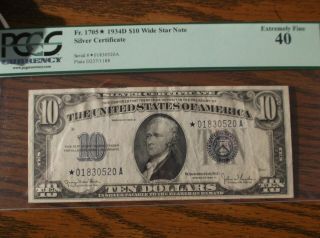 1934D $10 (Wide) STAR Note Silver Certificate PCGS XF 40 2