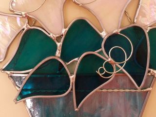 Two Suncatcher Opalescent Stained Glass Flowers 2
