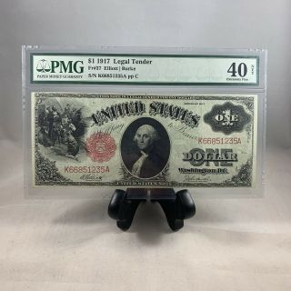 1917 1 Dollar Bill Legal Tender Pmg Graded 40 Extremely Fine