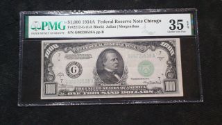 1934 A Pmg Vf35 Epq One Thousand Dollar Fed Reserve Note Chicago $1000 Bill