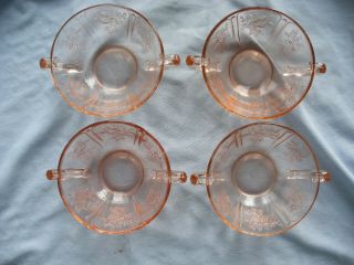Four Pink Sharon Cream Soup Bowls In
