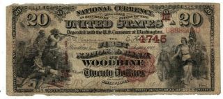 U.  S.  1882 Brown Back Large $20 Note First National Bank Of Woodbine Iowa 4745