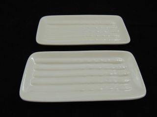Set Of 2 Vintage White Asparagus Trays Dishes California Pottery