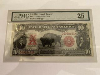 1901 $10 Legal Tender Bison | Gorgeous Note Fr - 117 Pmg Vf25