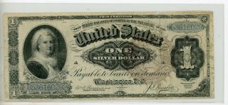 Us 1886 $1 " Martha " Silver Certificate Fr 219 0291