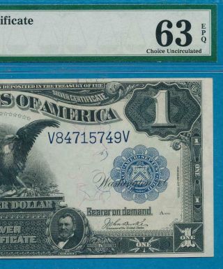 $1.  00 1899 Fr.  233 Black Eagle Silver Certificate Pmg Graded Choice 63epq