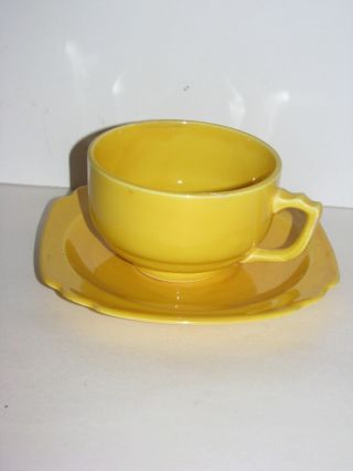 Riviera,  Homer Laughlin,  Fiesta,  Vintage,  Tea Cup Saucer Set,  Yellow