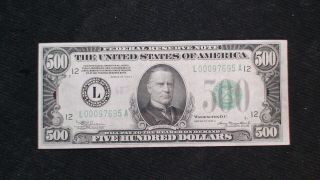 1934 A Five Hundred Dollar Federal Reserve Note San Francisco $500 Bill