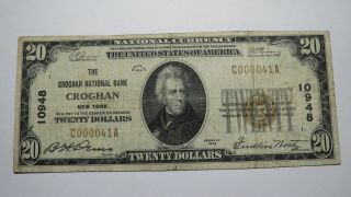 $20 1929 Croghan York Ny National Currency Bank Note Bill Ch.  10948 Vf