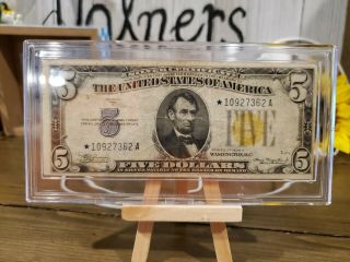1934 - A North Africa Yellow Seal $5 Silver Certificate Star Note