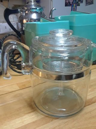 Complete Pyrex 7759b Flame Ware 9 Cup Glass Coffee Tea Pot Stove Top Percolator