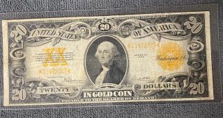 1922 $20 Twenty Dollar Gold Certificate Note Fr 1187