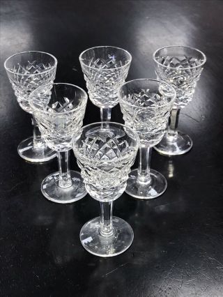 Set Of 6 Waterford Crystal Alana Liqueur Sherry Shot Glasses 3 1/2 " Tall
