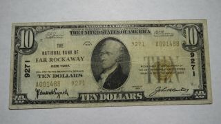 $10 1929 Far Rockaway York Ny National Currency Bank Note Bill Ch 9271 Fine