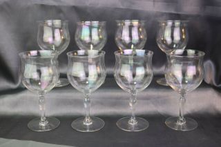 West Virginia Glass Co 40 Iridescent Pillar Optic Wine Glass Goblets Set Of 7