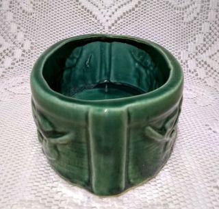 Vintage Mid - Century Planter Green Oval Ivy Leaves Pattern USA Pottery 163 2