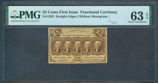 25¢ Fractional Currency,  Fr.  1282,  Pmg Choice Unc.  63 Epq