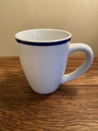 Oneida Maitre De Porcelain Cup Mug With Blue Stripe Large 4 - 1/2 " Tall