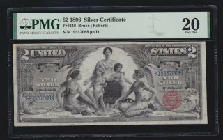 Us 1896 $2 Education Silver Certificate Fr 248 Pmg 20 Vf (068)
