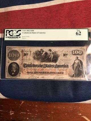 1862 T - 41 $100 The Confederate States Of America Note - Civil War Era “hoer”