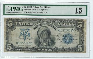 1899 $5 Large Silver Certificate Fr 280m Mule Elliott - White Pmg Choice Fine 15