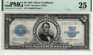1923 $1 Silver Certificate " Porthole " Note.  Fr.  282 Pmg - 25