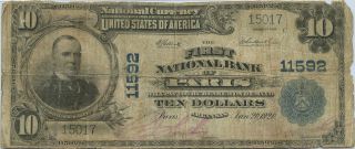 1902 $10 Plain Back Banknote The First National Bank Of Paris,  Ar Ch 11592