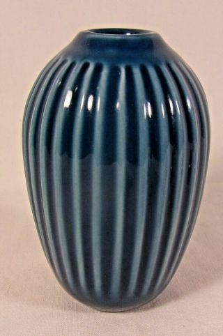 Vintage Teal Art Pottery Miniature Vase Hans Christian Bauer Kahler 3 1/8 " Tall