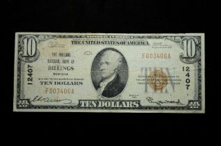 1929 $10 Series The Midland National Bank Of Billing 