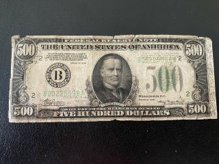 1934 $500 York Five Hundred Dollar Bill B00225598 A