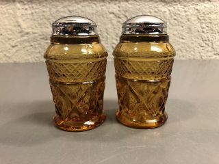 Imperial Glass Co Cape Cod Amber Barrel Salt & Pepper Shakers