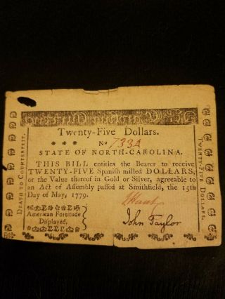 Colonial Currency NC Twenty Five Dollars ERROR 2