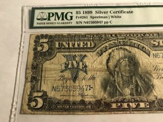 Fr 281 1899 $5 Silver Certificate PMG 20 CHIEF Speelman White 2