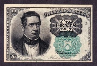 Us 10c Fractional Currency Note 5th Issue Fr 1264 Pos L - 2 Green Seal Ch Cu