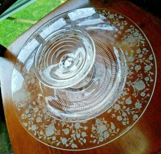 Duncan & Miller First Love Etch Deco Cheese & Cracker Coupe Tray Vintage Elegant