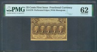25¢ Postage Currency,  Fr.  1279,  Pmg Unc.  62