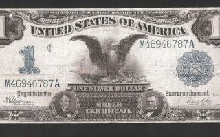 Black Eagle $1 1899 Silver Certificate,  No Pinholes Or Tears