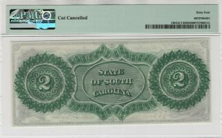 1866 $2 State Of South Carolina Columbia Obsolete Note Cut Cancelled PMG UNC 64 2