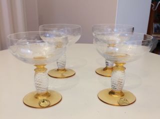 4 Theresienthal Pieroth Romer Crystal Wine Glass Goblet Champagne Cup Coupe Boat